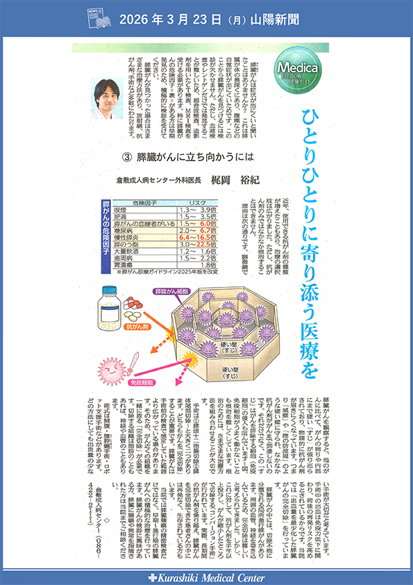 20260323_山陽新聞メディカ_膵臓がんに立ち向かうには